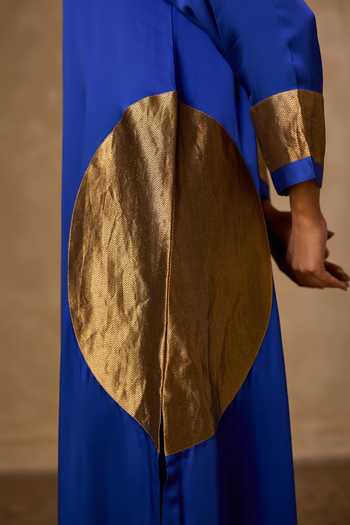 Buy Vasstram Blue Satin, Tissue, Modal V-neck Rangoli Kaftan And Pant Set Buy_Vasstram_Blue Satin, Tissue, Modal V-neck Rangoli Kaftan And Pant Set