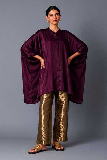 Buy Vasstram Wine Satin, Tissue, Modal Mandarin Collar Zoha Anti Fit Shirt And Set Online at Aza Fashions Buy_Vasstram_Wine Satin, Tissue, Modal Mandarin Collar Zoha Anti Fit Shirt And Set _Online_at_Aza_Fashions