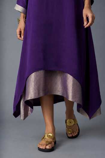 Buy Vasstram Purple Satin, Modal Round Neck Chameli Layered Dress Online at Aza Fashions Buy_Vasstram_Purple Satin, Modal Round Neck Chameli Layered Dress _Online_at_Aza_Fashions