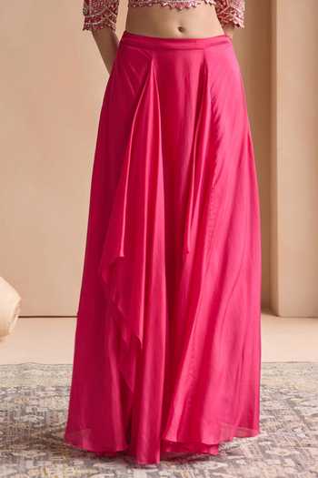 Vasstram Red Satin, Modal Round Neck Chameli Layered Dress at Aza Fashions Vasstram_Red Satin, Modal Round Neck Chameli Layered Dress _at_Aza_Fashions