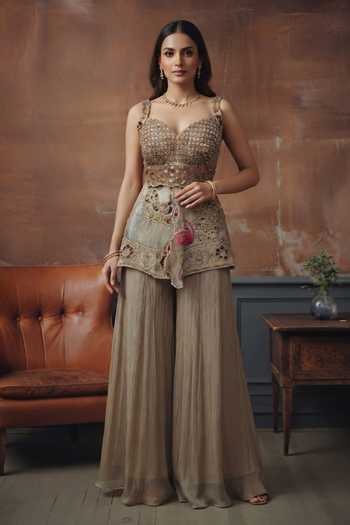 House Of Noori Embroidered Top & Palazzo Set 