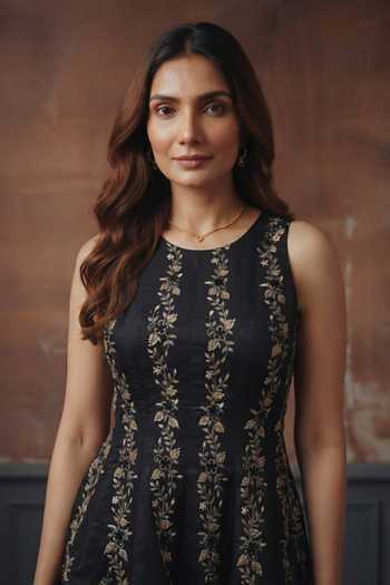 Buy House Of Noori Black Organza Round Neck Hand Embroidered Peplum Top And Sharara Set Online at Aza Fashions Buy_House Of Noori_Black Organza Round Neck Hand Embroidered Peplum Top And Sharara Set _Online_at_Aza_Fashions