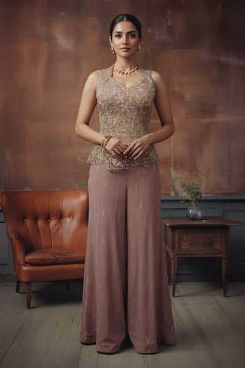 House Of Noori Hand Embroidered Blouse & Sharara Set 