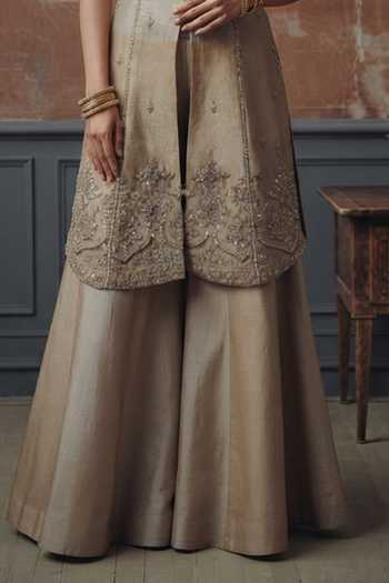 House Of Noori Ivory Silk Round Neck Hand Embroidered Kurta And Sharara Set Online at Aza Fashions House Of Noori_Ivory Silk Round Neck Hand Embroidered Kurta And Sharara Set _Online_at_Aza_Fashions