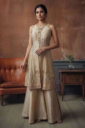 House Of Noori Hand Embroidered Top & Sharara Set 