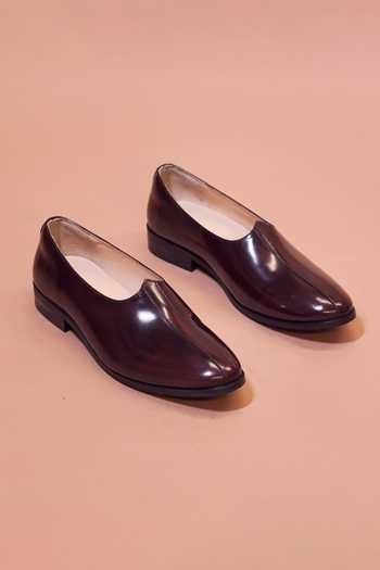 Dmodot Burgundy Leather Mojri Shoes 
