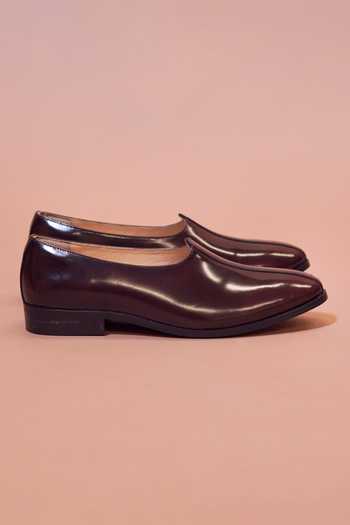Dmodot Burgundy Leather Mojri Shoes 