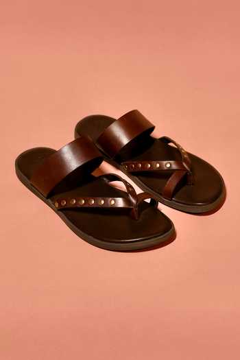 Dmodot Pelle Scuro Riveto Leather Sandals 