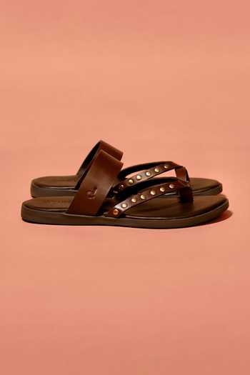 Dmodot Pelle Scuro Riveto Leather Sandals 