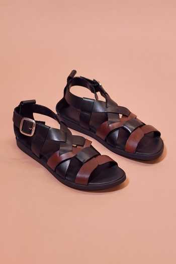 Dmodot Leather Strappy Sandals 