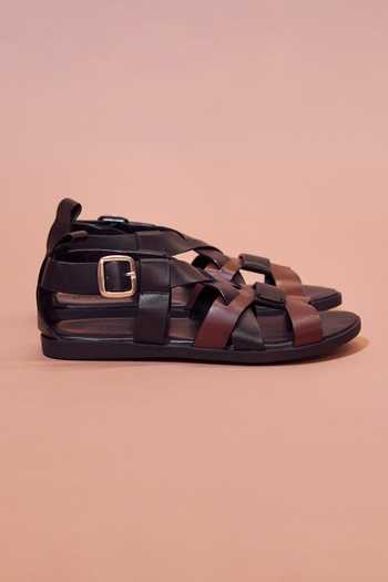 Dmodot Leather Strappy Sandals 
