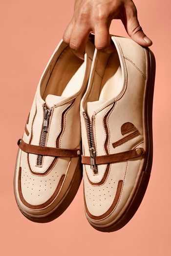 Buy Dmodot Cream Scarpo Mocha Leather Sneakers Online at Aza Fashions Buy_Dmodot_Cream Scarpo Mocha Leather Sneakers _Online_at_Aza_Fashions