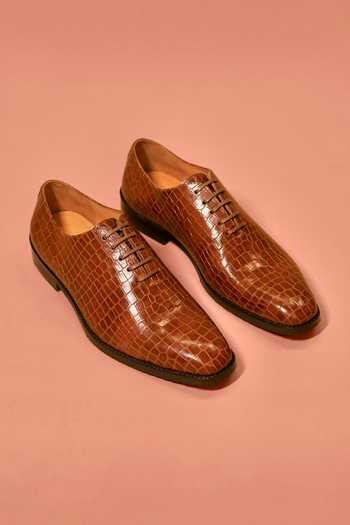 Dmodot Caro Croco Umber Oxford Shoes 