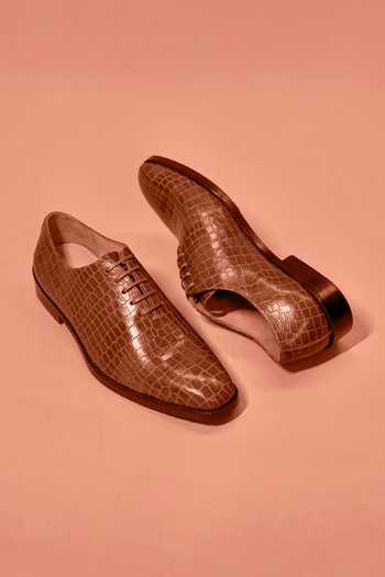 Dmodot Caro Croco Umber Oxford Shoes 