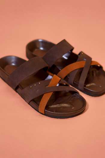 Dmodot Brown Corko Ombra Strap Flats Online at Aza Fashions Dmodot_Brown Corko Ombra Strap Flats _Online_at_Aza_Fashions
