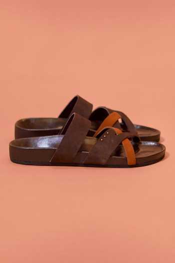 Buy Dmodot Brown Corko Ombra Strap Flats Online at Aza Fashions Buy_Dmodot_Brown Corko Ombra Strap Flats _Online_at_Aza_Fashions