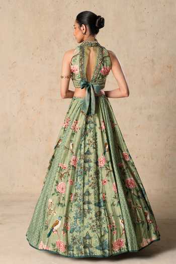 Basil Leaf Emerald Printed Lehenga Set 