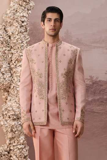 Buy Contrast By Parth Pink Silk Aaliya Embroidered Jacket And Kurta Set Online at Aza Fashions Buy_Contrast By Parth_Pink Silk Aaliya Embroidered Jacket And Kurta Set _Online_at_Aza_Fashions
