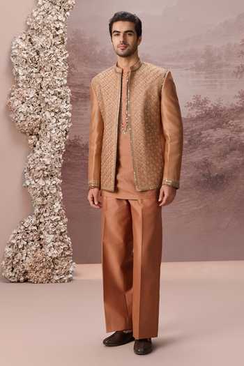 Contrast By Parth Suhaani Embroidered Jacket & Kurta Set 