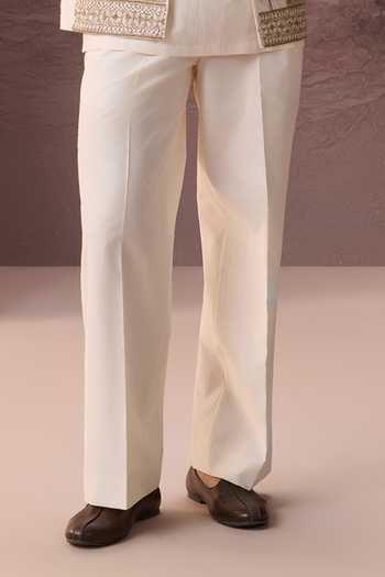 Contrast By Parth Ivory Raw Silk Aiza Embroidered Jacket And Kurta Set Online at Aza Fashions Contrast By Parth_Ivory Raw Silk Aiza Embroidered Jacket And Kurta Set _Online_at_Aza_Fashions