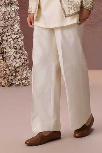 Contrast By Parth Ivory Silk Zohra Embroidered Jacket And Kurta Set Online at Aza Fashions Contrast By Parth_Ivory Silk Zohra Embroidered Jacket And Kurta Set _Online_at_Aza_Fashions