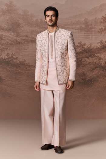 Contrast By Parth Mehak Embroidered Jacket & Kurta Set 
