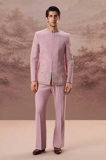 Contrast By Parth Farha Embroidered Bandhgala Set 
