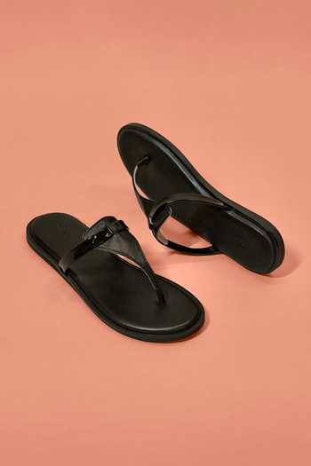 Dmodot Pelle Linea Nero Flats 