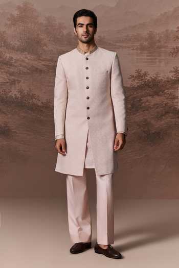Contrast By Parth Pink Jacquard Anosh Embroidered Sherwani Set Online at Aza Fashions Contrast By Parth_Pink Jacquard Anosh Embroidered Sherwani Set _Online_at_Aza_Fashions