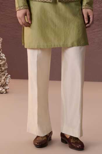 Contrast By Parth Green Silk, Twill Sarang Embroidered Nehru Jacket And Kurta Set Online at Aza Fashions Contrast By Parth_Green Silk, Twill Sarang Embroidered Nehru Jacket And Kurta Set _Online_at_Aza_Fashions