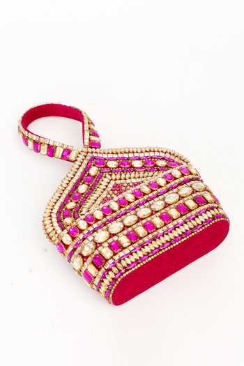 Eena Pink Zaina Velvet Potli Bag Online at Aza Fashions Eena_Pink Zaina Velvet Potli Bag _Online_at_Aza_Fashions