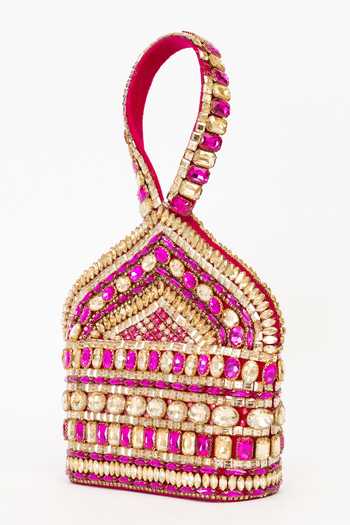 Buy Eena Pink Zaina Velvet Potli Bag Online at Aza Fashions Buy_Eena_Pink Zaina Velvet Potli Bag _Online_at_Aza_Fashions