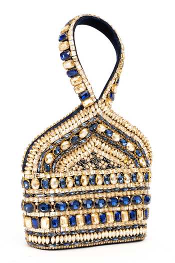 Shop Eena Blue Zaina Velvet Crystal Embellished Clutch Online at Aza Fashions Shop_Eena_Blue Zaina Velvet Crystal Embellished Clutch _Online_at_Aza_Fashions