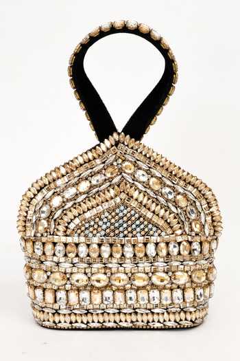 Eena Black Zaina Bead Embellished Clutch at Aza Fashions Eena_Black Zaina Bead Embellished Clutch _at_Aza_Fashions