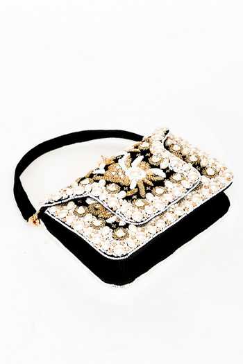 Buy Eena Black Saira Pearl Embellished Clutch Online at Aza Fashions Buy_Eena_Black Saira Pearl Embellished Clutch _Online_at_Aza_Fashions