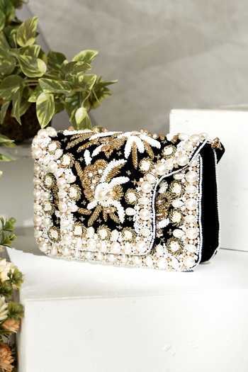 Eena Saira Pearl Embellished Clutch 