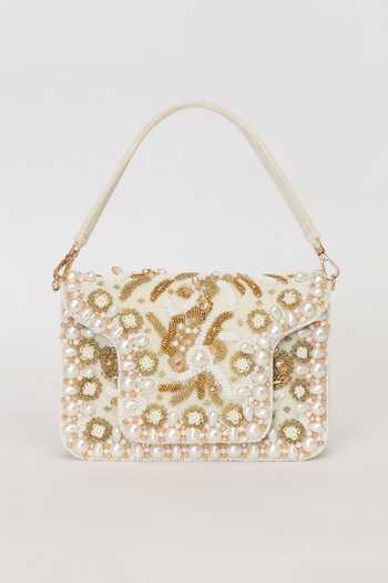 Eena Saira Pearl Embellished Clutch 