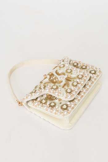 Eena Beige Saira Pearl Embellished Clutch Online at Aza Fashions Eena_Beige Saira Pearl Embellished Clutch _Online_at_Aza_Fashions