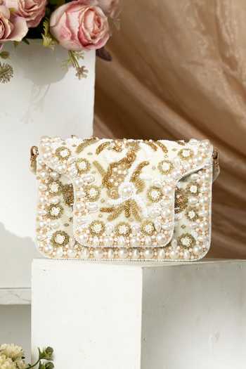 Eena Saira Pearl Embellished Clutch 