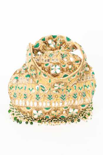 Buy Eena Green Embroidery, Beads, Crystals, Gota Patti Ravya Work Potli Online at Aza Fashions Buy_Eena_Green Embroidery, Beads, Crystals, Gota Patti Ravya Work Potli _Online_at_Aza_Fashions