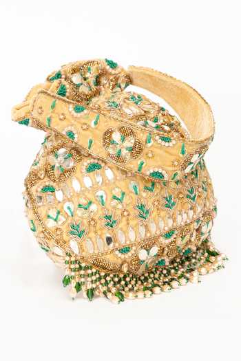 Eena Green Embroidery, Beads, Crystals, Gota Patti Ravya Work Potli at Aza Fashions Eena_Green Embroidery, Beads, Crystals, Gota Patti Ravya Work Potli _at_Aza_Fashions