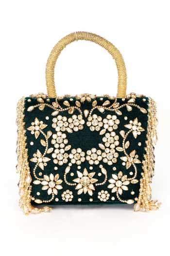Buy Eena Green Minali Embellished Clutch Buy_Eena_Green Minali Embellished Clutch