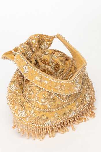 Buy Eena Gold Embroidery, Beads, Pearls, Crystals, Gota Patti Elina Velvet Potli Online at Aza Fashions Buy_Eena_Gold Embroidery, Beads, Pearls, Crystals, Gota Patti Elina Velvet Potli _Online_at_Aza_Fashions