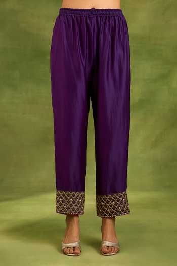 Buy Neha Khullar Purple Chanderi , Tissue, Organza V-neck Kurta Set Online at Aza Fashions Buy_Neha Khullar_Purple Chanderi , Tissue, Organza V-neck Kurta Set _Online_at_Aza_Fashions