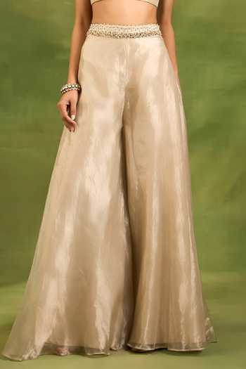Neha Khullar Beige Silk, Tissue Open , Square Zardozi Work Jacket Sharara Set Online at Aza Fashions Neha Khullar_Beige Silk, Tissue Open , Square Zardozi Work Jacket Sharara Set _Online_at_Aza_Fashions