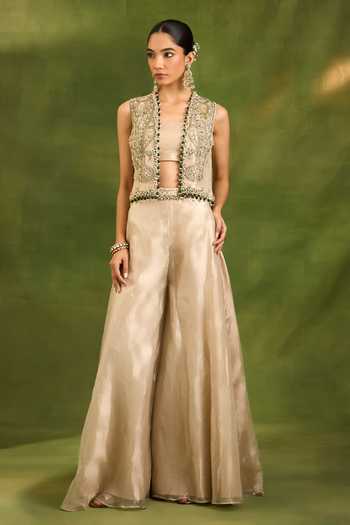 Neha Khullar Zardozi Work Jacket Sharara Set 
