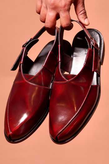 Buy_Dmodot_Maroon Pesha Borgogno High Shine Leather Shoes _Online_at_Aza_Fashions