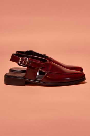 Dmodot_Maroon Pesha Borgogno High Shine Leather Shoes _Online_at_Aza_Fashions
