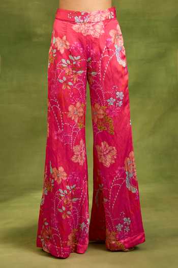 Shop_Neha Khullar_Multi Color Crepe Mirrors Sweetheart Neck Floral Printed Corset And Pant Set _Online_at_Aza_Fashions