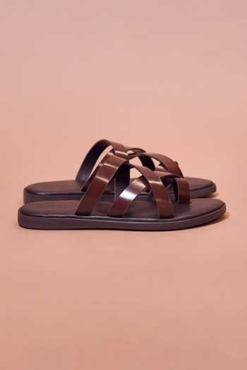 Dmodot Brown Leather Strappy Sandals Online at Aza Fashions Dmodot_Brown Leather Strappy Sandals _Online_at_Aza_Fashions